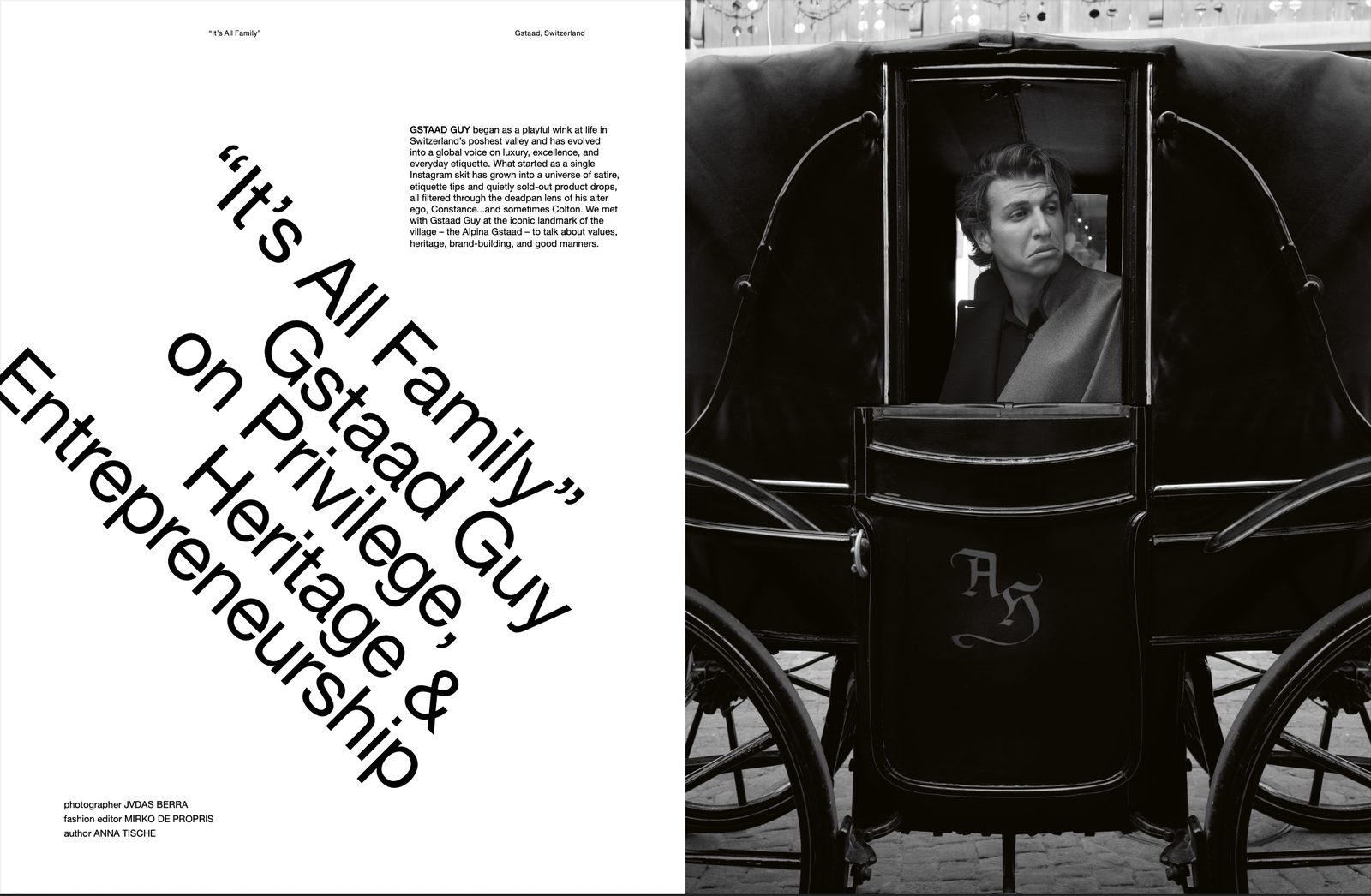 Numéro Switzerland spread: It’s All Family, with Gstaad Guy