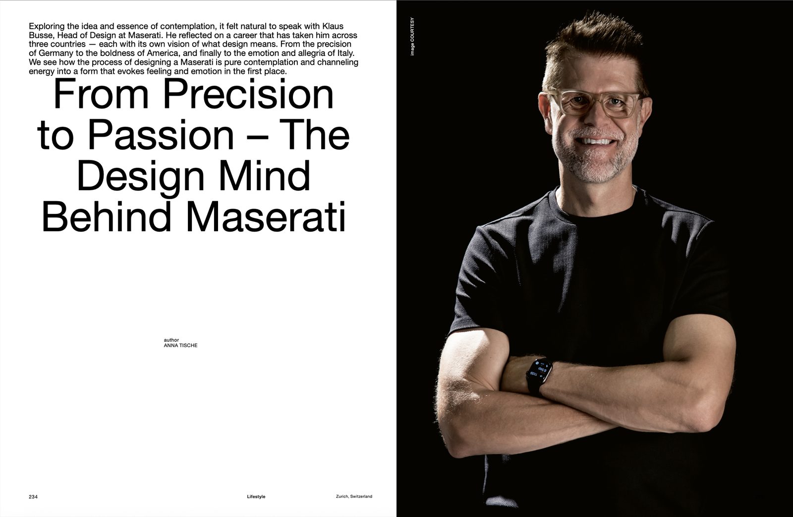 Numéro Switzerland spread: From Precision to Passion, with Klaus Busse of Maserati